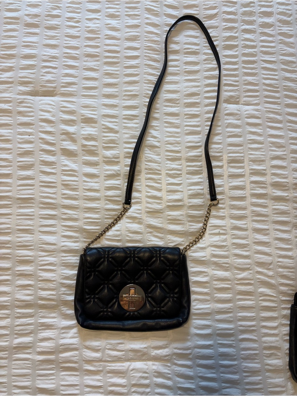 Black Kate Spade Quilted Crossbody Shoulder Bag